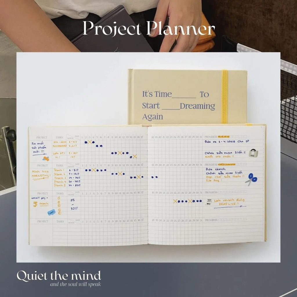 Sổ Vuông CRABIT Dot Grid Planner Kẻ ngang Trơn - Quiet The Mind 130gsm