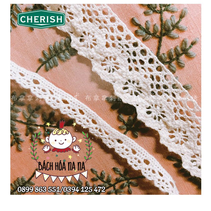 Khăn Tay Vải Cotton Phối Ren Thêu Họa Tiết Kiểu Vintage Dễ Thương Cho Nữ-DIY Gói nguyên liệu thêu khăn tay HOA CỎ-NA NA