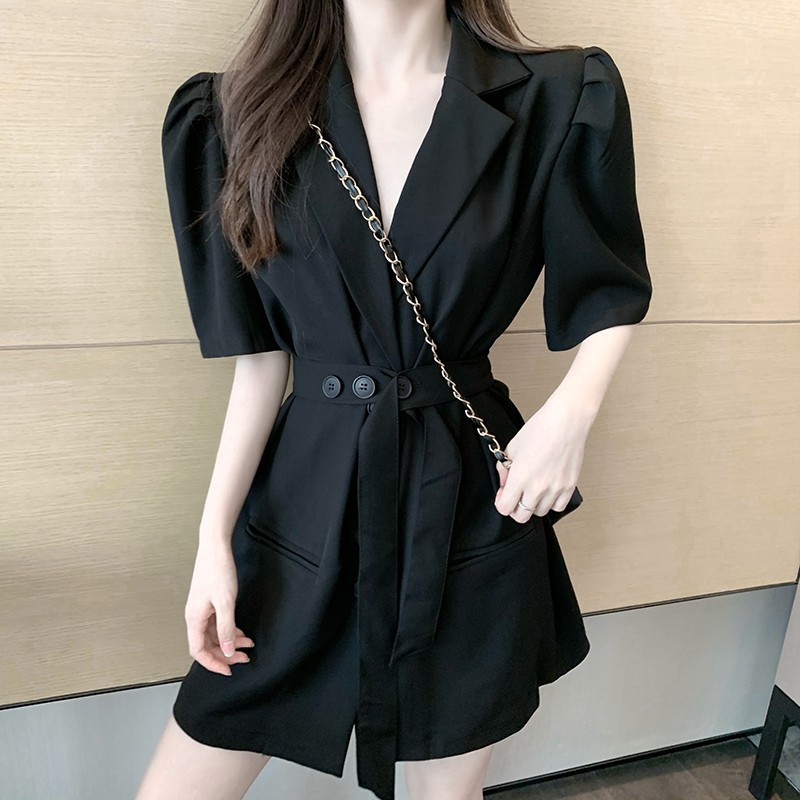 Women's suit jacket summer loose Korean style mid-length waist short-sleeved suit jacket