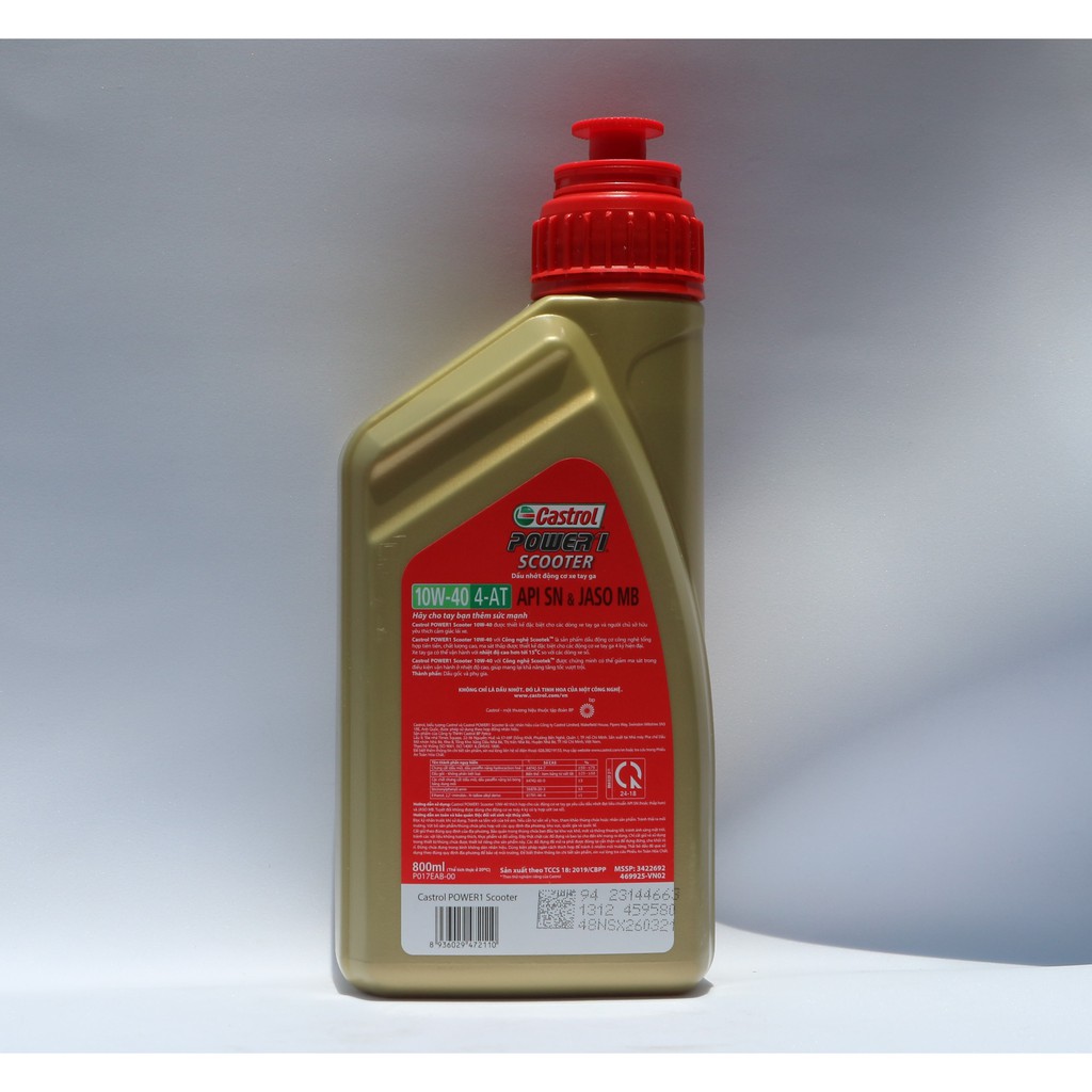 Nhớt xe ga CASTROL POWER 1 SCOOTER 10W40 800ML chính hãng