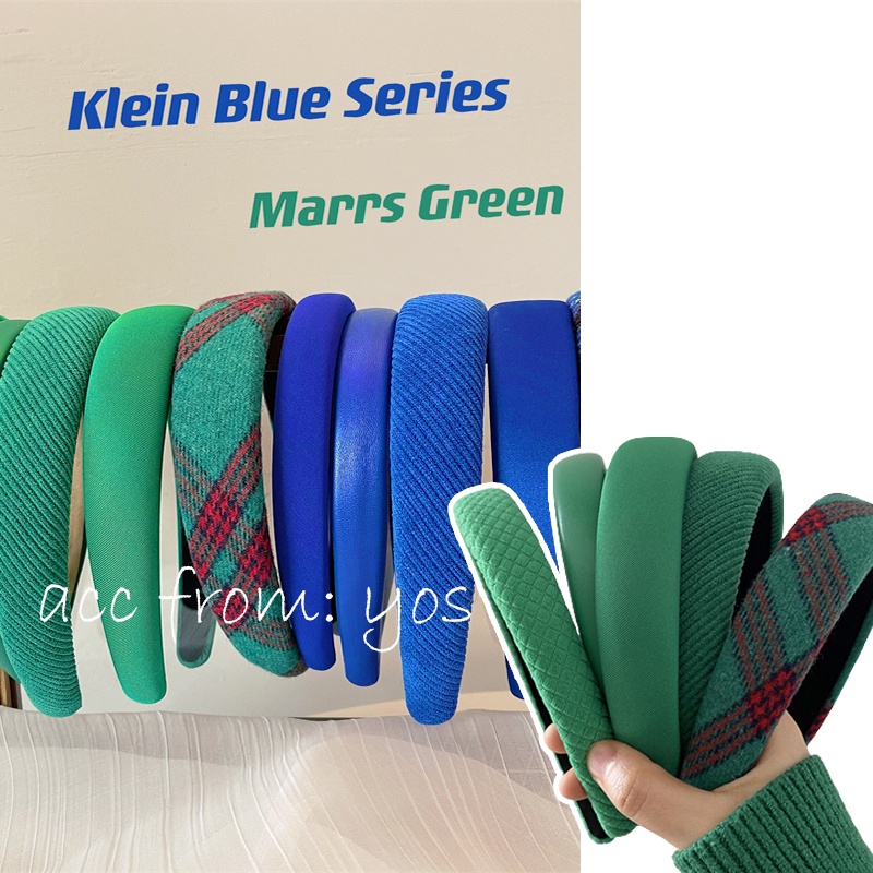 Bờm cài tóc tone màu xanh bản to phong cách Hàn Quốc cho nữ YOS