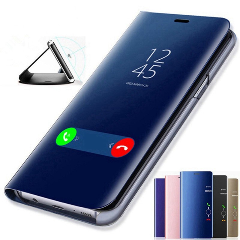 Ốp Điện Thoại Nắp Lật Tráng Gương Màu Trong Suốt Tự Động Ngủ Thức Cho Oppo F1s F5 F7 F9 F11 A3s A5s A7 A9