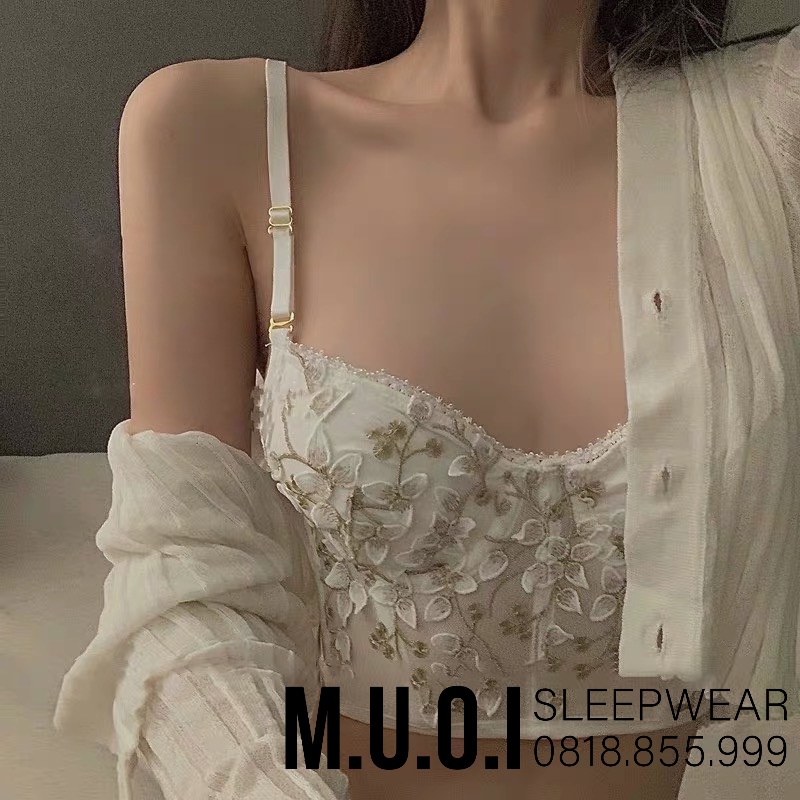Bộ Corset Vintage Thêu Hoa Dáng Bra Cổ Điển Đệm Mỏng Có Gọng Nâng Ngực Sexy  MUỐI SLEEPWEAR B05 - Hàng có sẵn( video) | BigBuy360 - bigbuy360.vn
