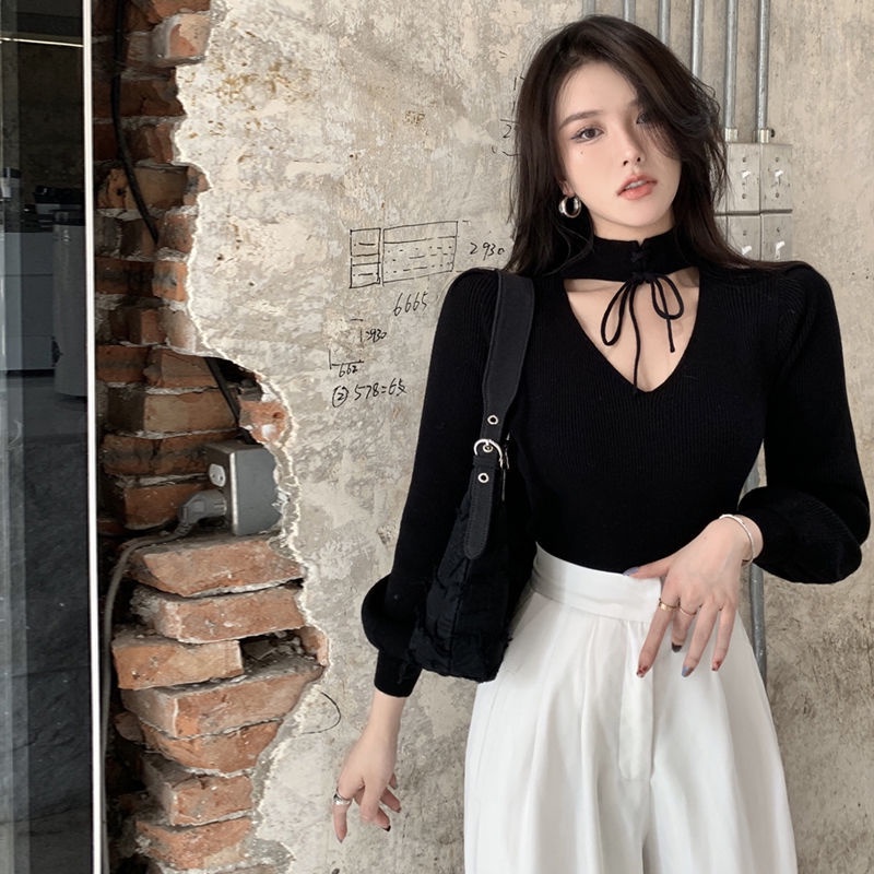 Áo len COZOK tay dài cổ chữ V khoét sâu thời trang