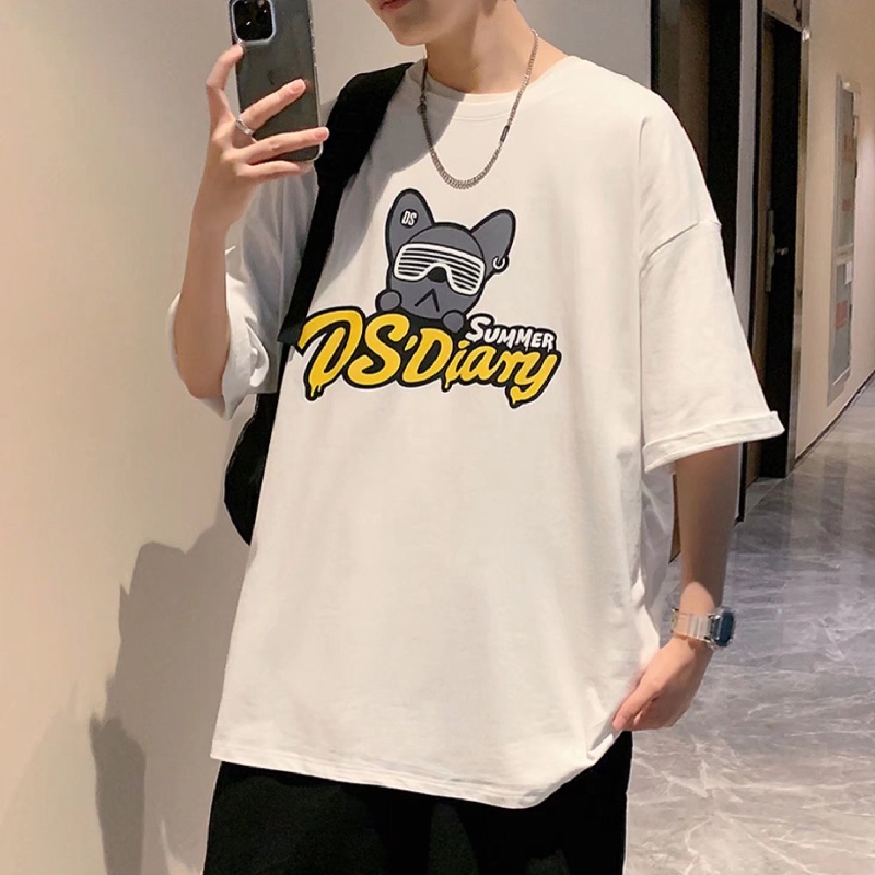 Áo Thun Tay Ngắn Dáng Rộng In Chữ Phong Cách Nhật Bản Thời Trang Mùa Hè Cho Nam Size M-8XL