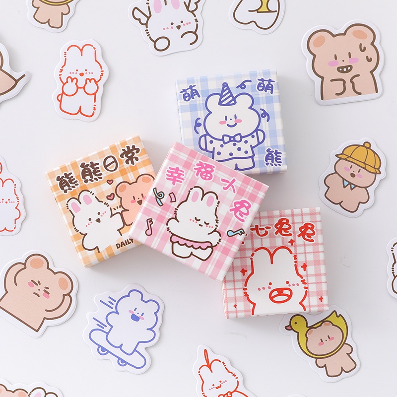 Hộp 46 Miếng Dán Hình Động Vật Dễ Thương Trang Trí Sổ Tay / Nhật Ký DIY