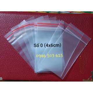 200g túi zip miết mép viền đỏ số 0 kt 4x6 cm