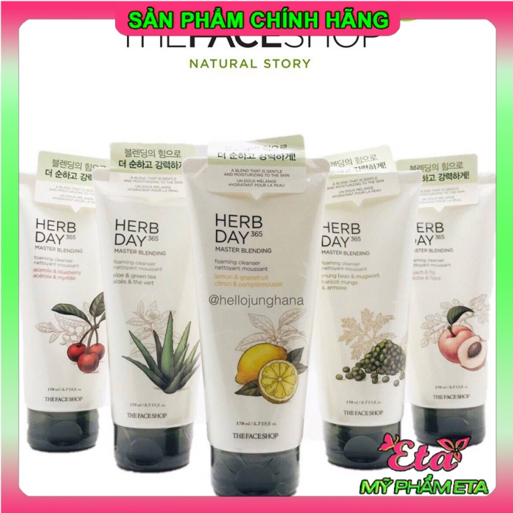 Sữa rửa mặt The Face Shop Herb Day 365 Cleansing Foam TFS cho làn da sáng và mịn màng 170ml