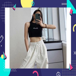 [Siêu hot] 11417B1 Áo Thun 3 Lỗ Sát Nách Phom Croptop In Chữ Ôm Body Quyến Rũ  [Siêu hot]
