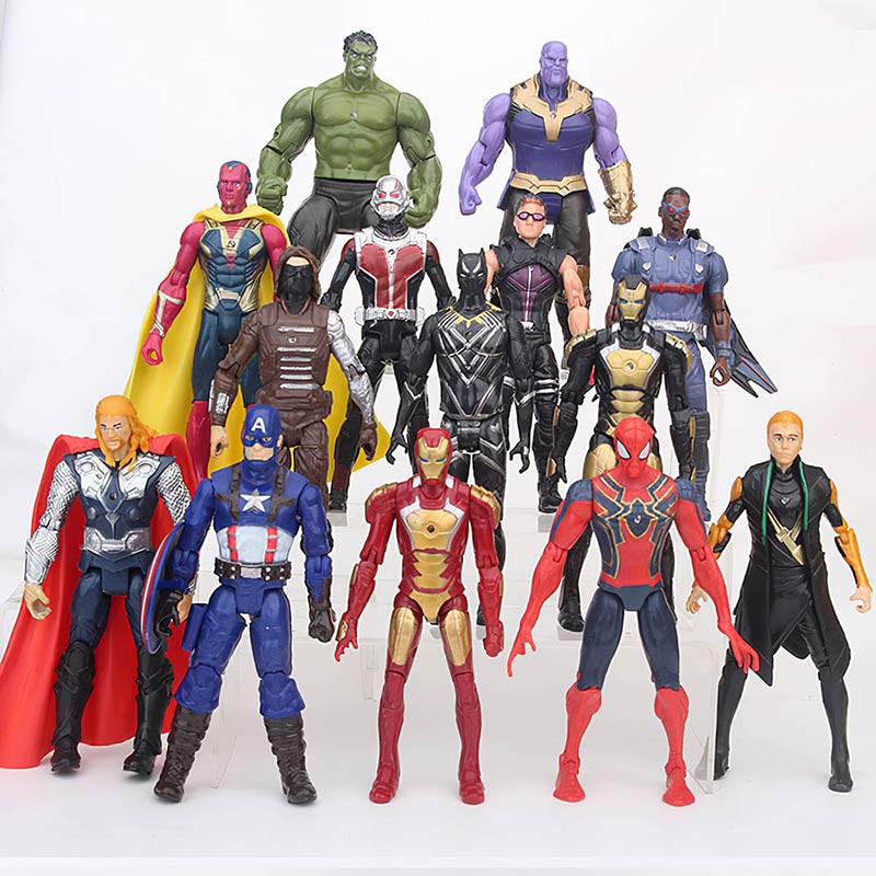 Set 14 Mô Hình Nhân Vật Avengers Infinity War Thanos Iron Man Captain America Thor Spiderman Captain America Thor Spiderman