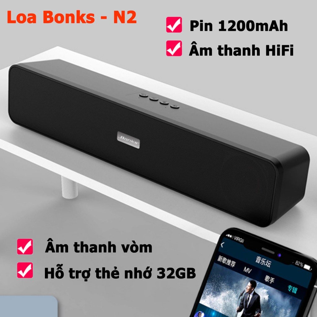 Loa Bluetooth Bonks N2 - Âm thanh vòm 6D Siêu Trầm