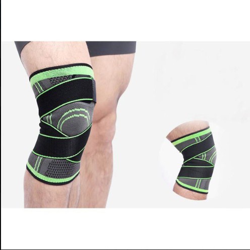[Có Dây Cuốn] Băng Bảo Vệ Đầu Gối - Băng Gối Thể Thao Cao Cấp Màu Đen Xanh(1 chiếc)