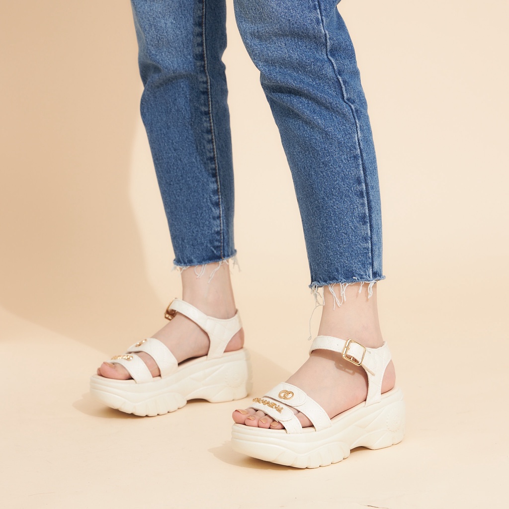 Giày Sandal Nữ MWC 2964 - Giày Sandal Đế Cao 7cm Siêu Hack Dáng Với 2 Quai Ngang Thời Trang