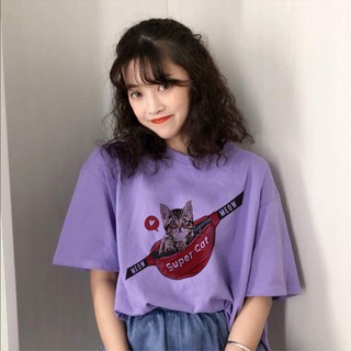 Áo Thun Super Cat Mèo Trong Túi Bao Tử Đỏ Đeo Chéo
