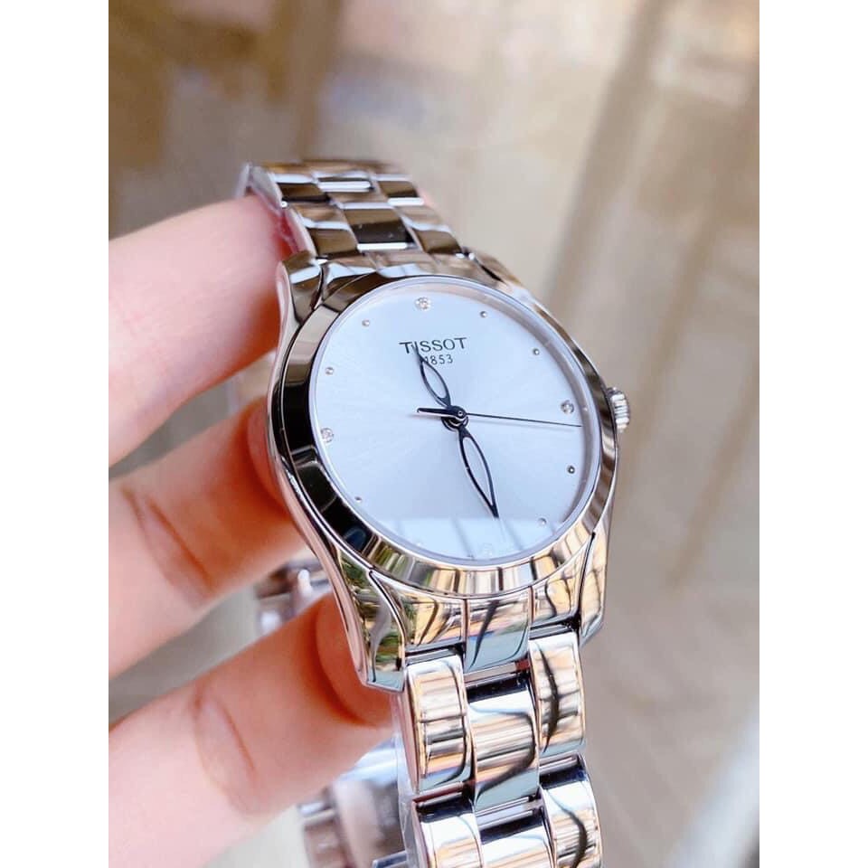 Đồng hồ Nữ :Tissot T-wave T112.210.11.036.00 đính 4 viên kim cương điểm giờ