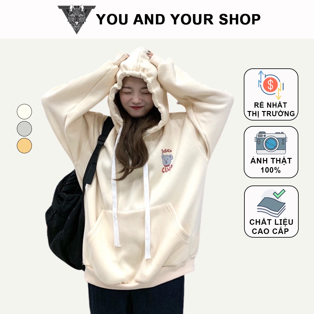 Áo Khoác Nỉ Hoodie YAYSHOP - Áo Chất nỉ bông mềm dày dặn in hình Gấu Subaco Club cực đáng yêu
