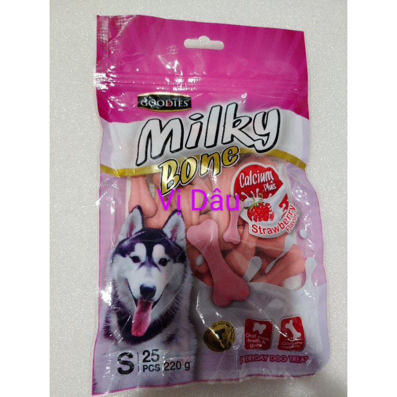 Bánh thưởng Snack Goodies Milky xương vị dâu cho chó