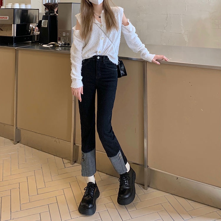 Quần Jean Nữ Lưng Cao Ống Đứng Form Rộng Thời Trang Xuân Thu 2022 Mới