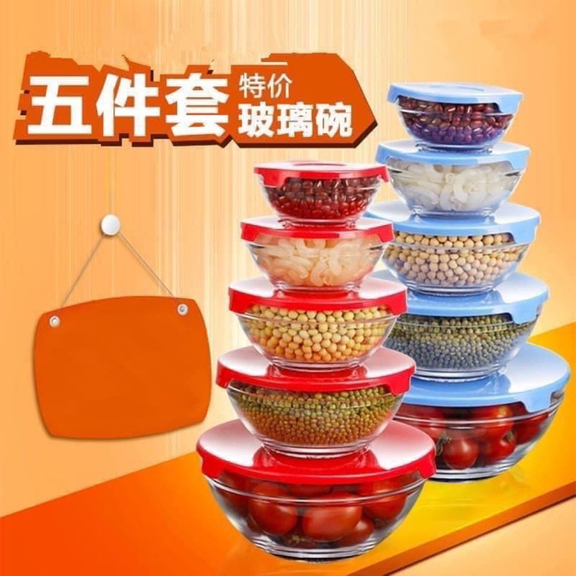 Bộ 5 bát thuỷ tinh