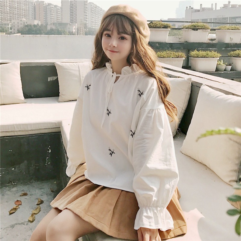 [ SẴN ] Áo thô tay bồng thêu hoa ulzzang | BigBuy360 - bigbuy360.vn