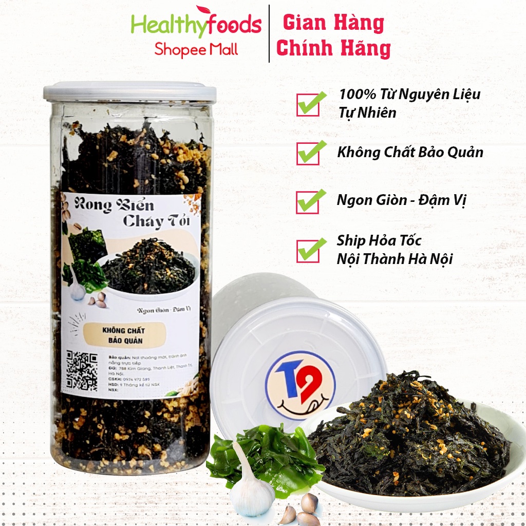 Rong biển cháy tỏi T9 hũ pet 200gr thơm ngon đậm vị đồ ăn vặt Hà Nội giá rẻ giàu dinh dưỡng