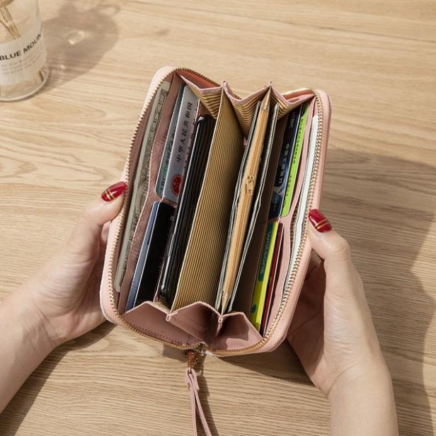 Ví nữ dài cầm tay kim tuyến một khóa dễ thương