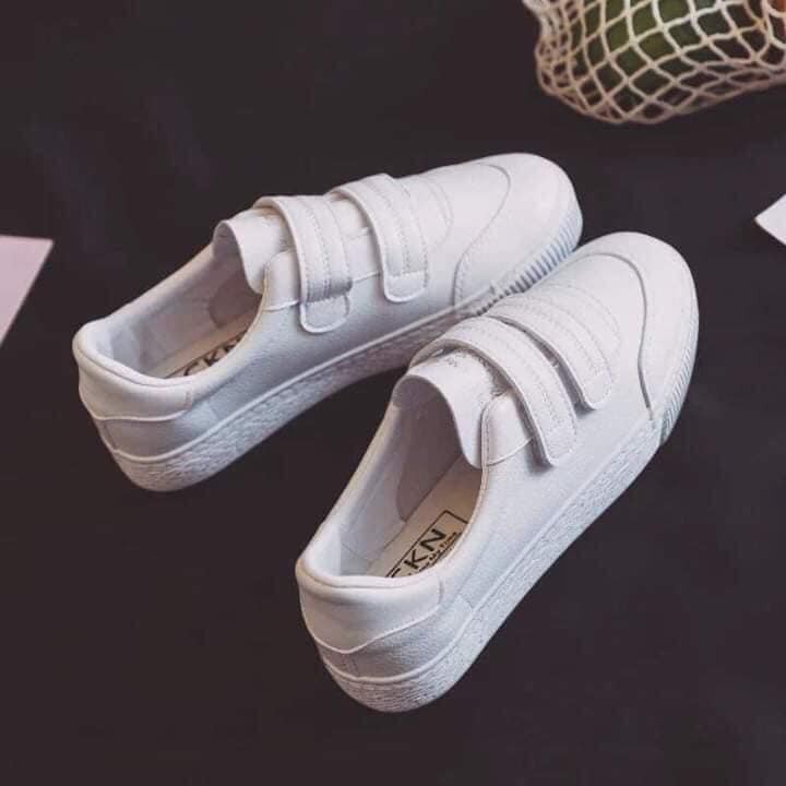 Giày Sneaker Khóa Dán Dáng Trơn Basic