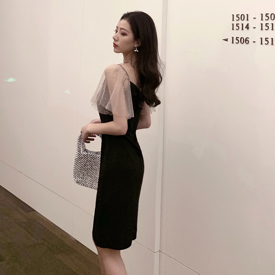 Đầm dáng ôm tay ngắn mini Emilyshop