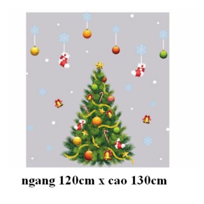 Decal trang trí Noel Hít TĨnh Điện - Cây thông giáng sinh nhiều phụ kiện và hoa tuyết rơi | BigBuy360 - bigbuy360.vn
