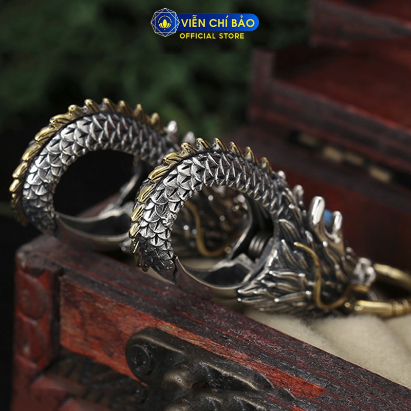 Mặt móc chìa khóa đ ầu R ồng chất liệu bạc Thái S925 cổ điển mạnh mẽ thương hiệu Viễn Chí Bảo M100394