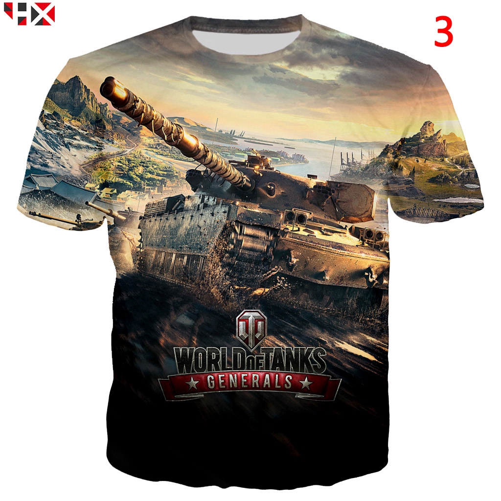 Hx Áo Thun Nam Tay Ngắn In Hình Game World of Tanks 3D Phong Cách Hip Hop