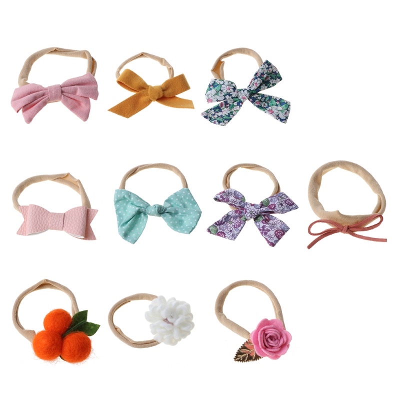 Set 10 Băng Đô Nơ Dễ Thương Dùng Làm Đạo Cụ Chụp Ảnh Cho Bé