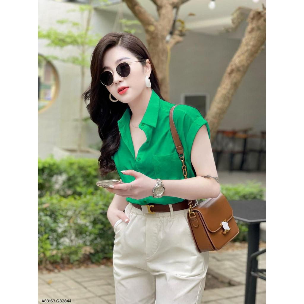 Áo Sơ Mi Nữ, Áo Sơ Mi Đũi Tơ Tay Hến Mặc Mát Lịm Bao Sang, Mã G1