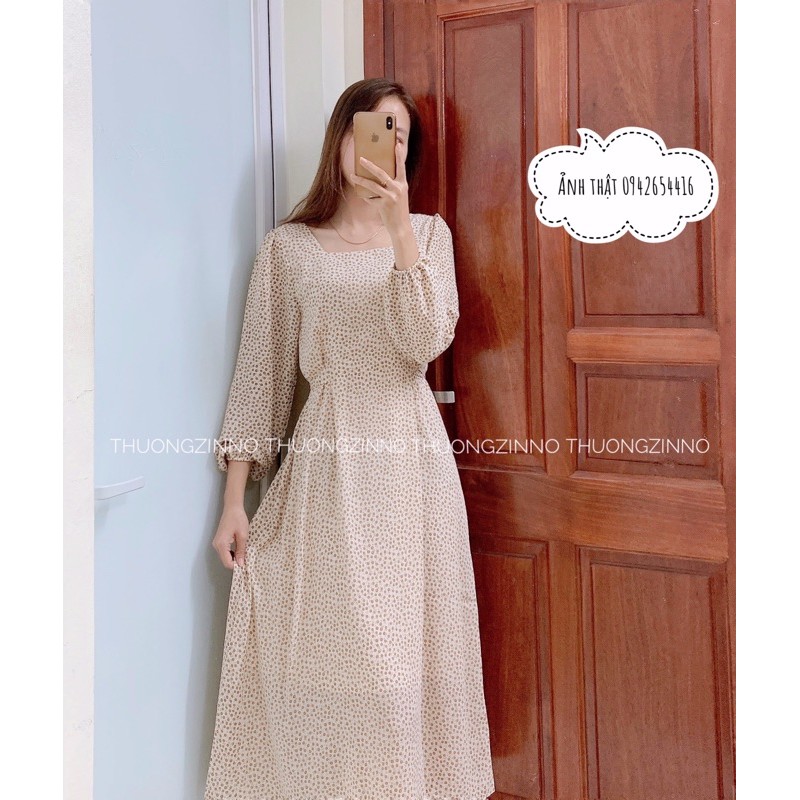 Váy hoa nhí Ulzzang dáng dài thắt nơ eo phong cách Hàn Quốc Đầm hoa vintage đẹp nhẹ nhàng | BigBuy360 - bigbuy360.vn