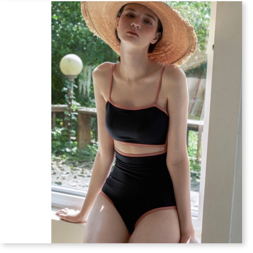 Bikini nữ đẹp, Áo tắm biển nữ Áo tắm một mảnh Retro Thái Lan Phụ nữ Nhật Bản và Hàn Quốc Đồ bơi màu tương phản mới Bikin