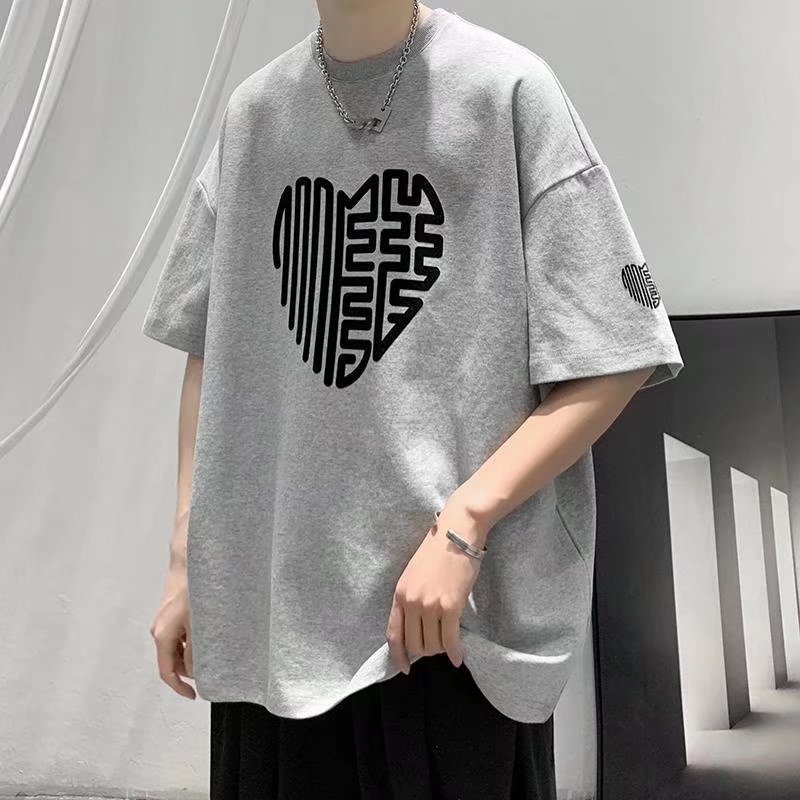 Áo Thun Mùa Hè Dáng Suông In Họa Tiết Chữ Thời Trang Phong Cách Hàn Quốc Cho Nam size M-8XL