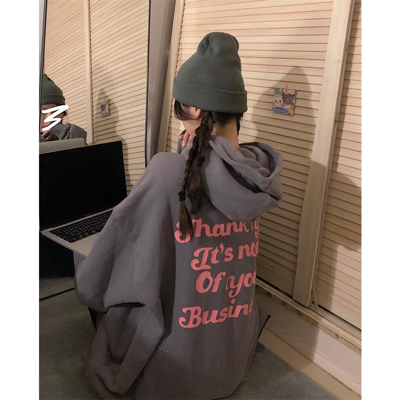 Áo Hoodie nỉ Unisex Thank You xám tro cực dày dặn