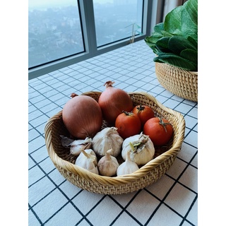 Bộ 3 rổ mây đan tròn đựng rau củ quả
