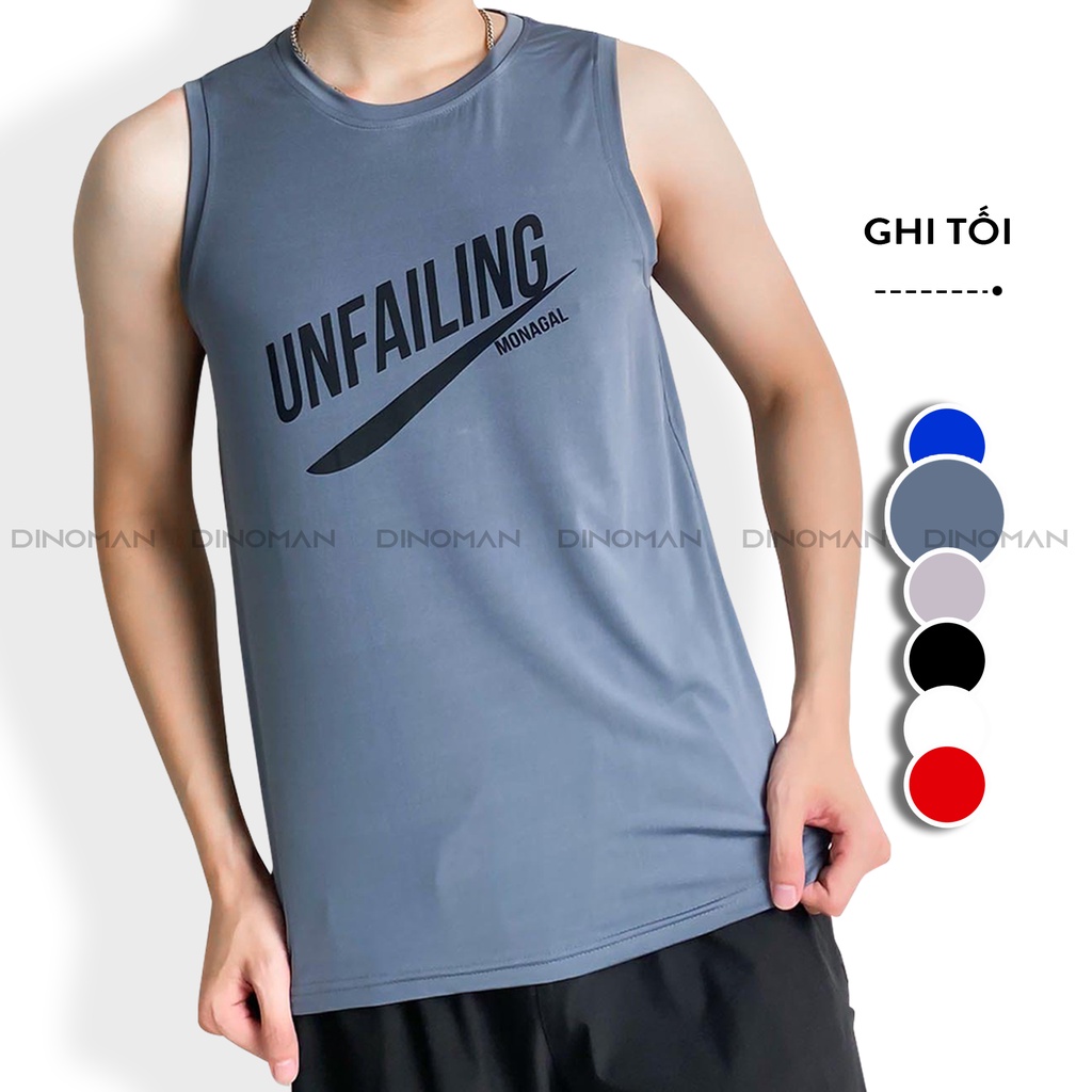 Áo ba lỗ nam Unfailing DINOMAN Áo tanktop sát nách nam RUNNING Vải Thun Co Giãn 4 Chiều