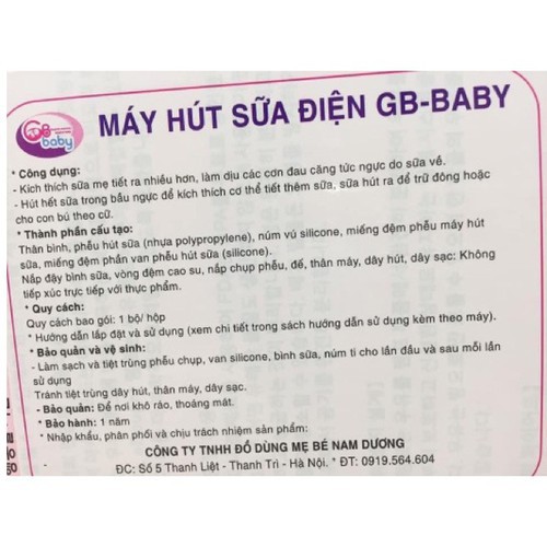 Máy hút sữa điện đơn GB Baby - Không tích pin