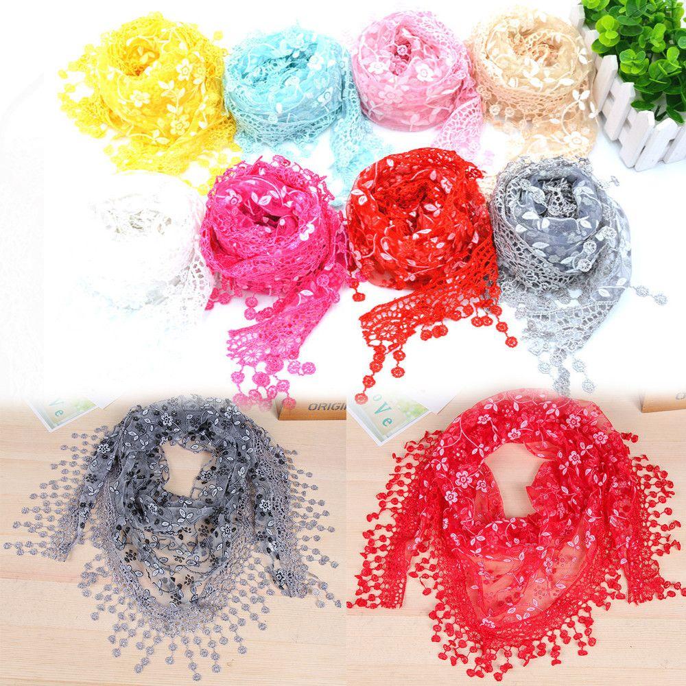 YVE Khăn Choàng Cổ Chiffon Thêu Hoa