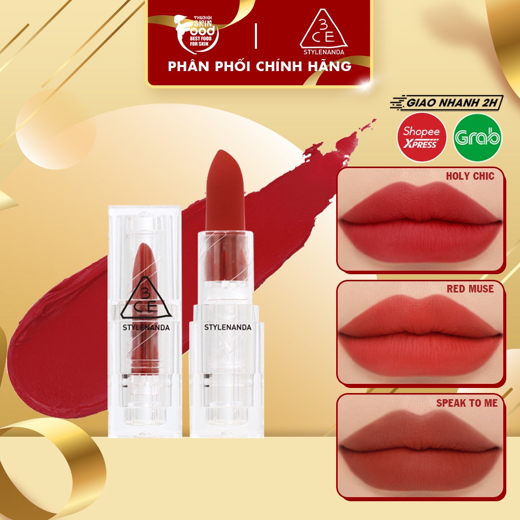 [PHIÊN BẢN GIỚI HẠN] Son Thỏi Lì, Lên Màu Siêu Chuẩn Hàn Quốc 3CE Soft Matte Lipstick 3.5g