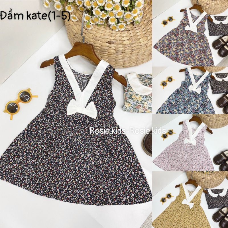 Đầm kate hoa cho bé gái tiểu thư size 1-5 (8-18kg)