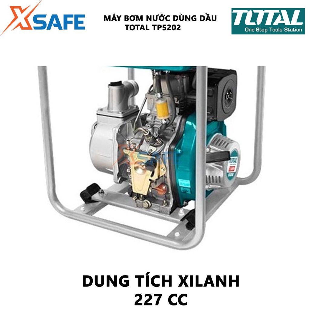 Máy bơm nước dùng dầu TOTAL Máy bơm nước mini chạy dầu Công suất 3.8H-8.3 HP Dung tích xi lanh 227cc-418 cc