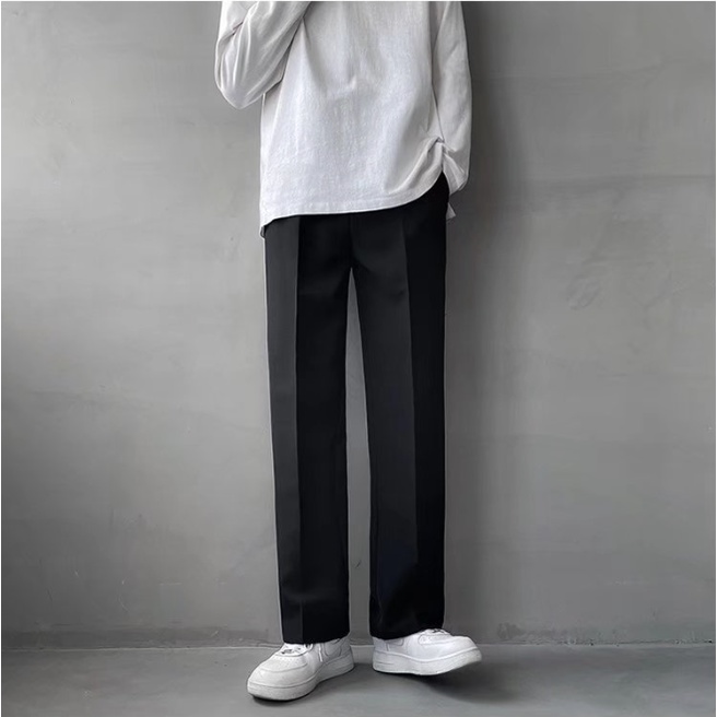 Quần tây ống suông rộng màu trơn đơn giản thời trang Hàn Quốc cho nam đồ bộ quần dài fashion quần ống suông simple quần tây nam from rộng