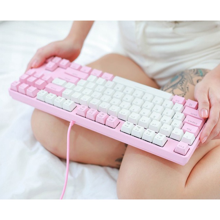 Bàn phím cơ DareU EK87 Pink White