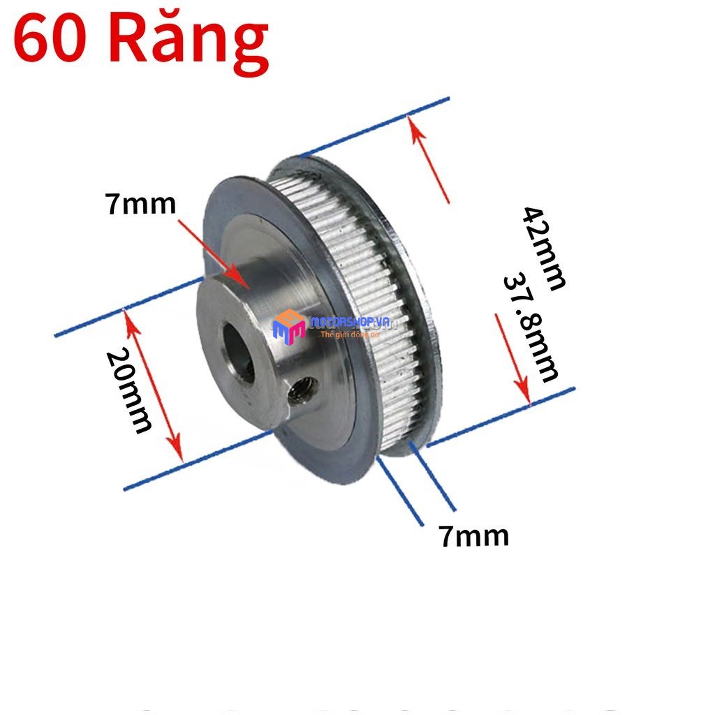 MTS Puly Bánh Răng Nhôm 60 Răng-2GT-Các Loại Trục