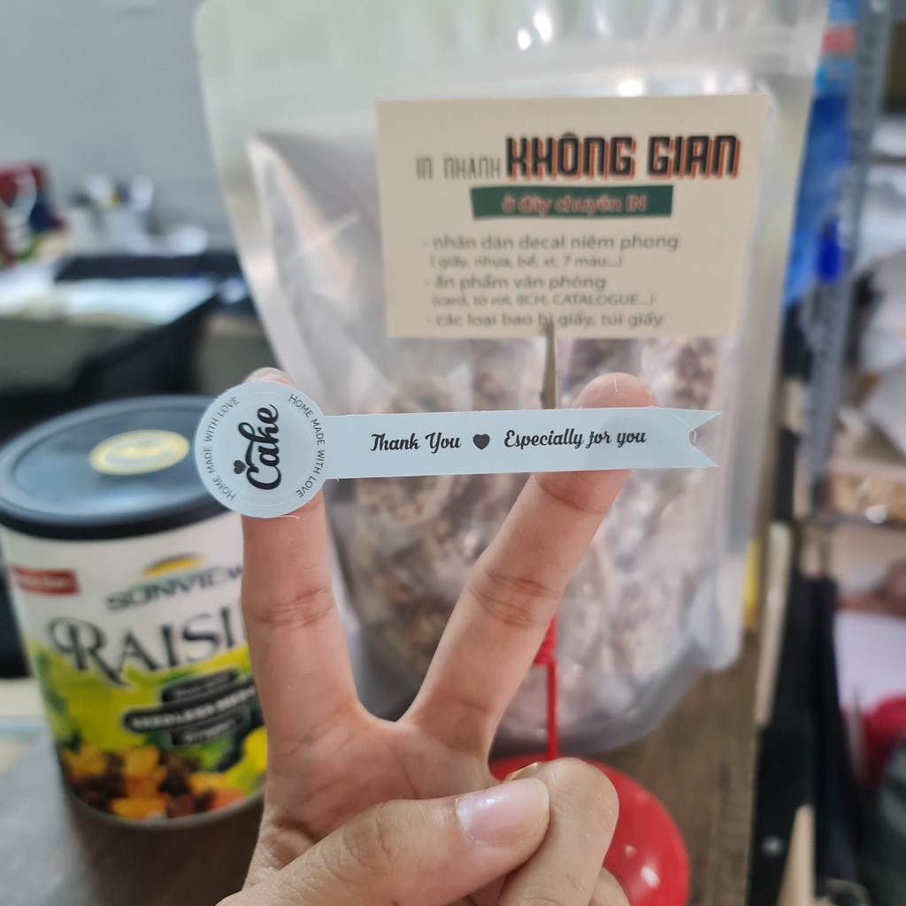 Set 100 tem dán "Homemade Especially For You"  dùng niêm hộp bánh, trà, mứt, hộp quà - meanche nhận in theo Yêu cầu