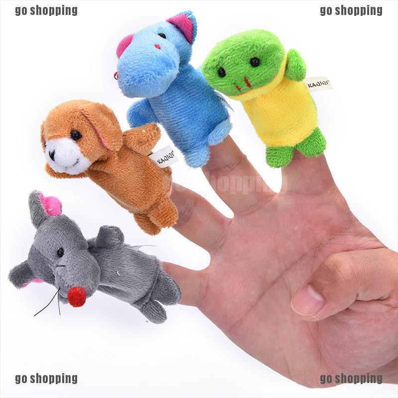 {go shopping}10Pcs/Set Family Finger Animal Puppets Baby Educational Hand Cartoon Cloth Toy