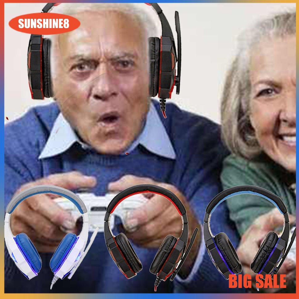 【SUN】Professional Led Gaming Headphones for PC for PS4 Adjustable Headset With Mic
